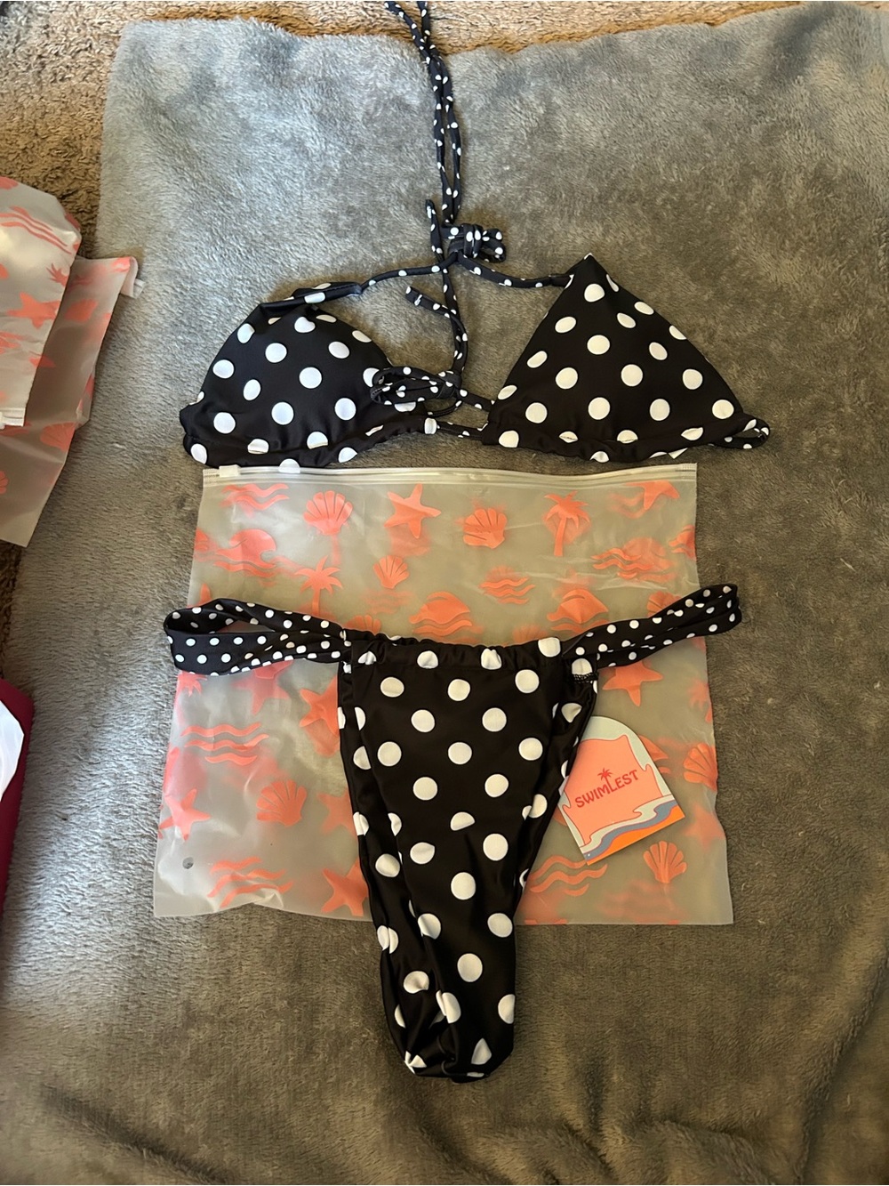 Black & White Polka Dot Two-Piece Swimsuit